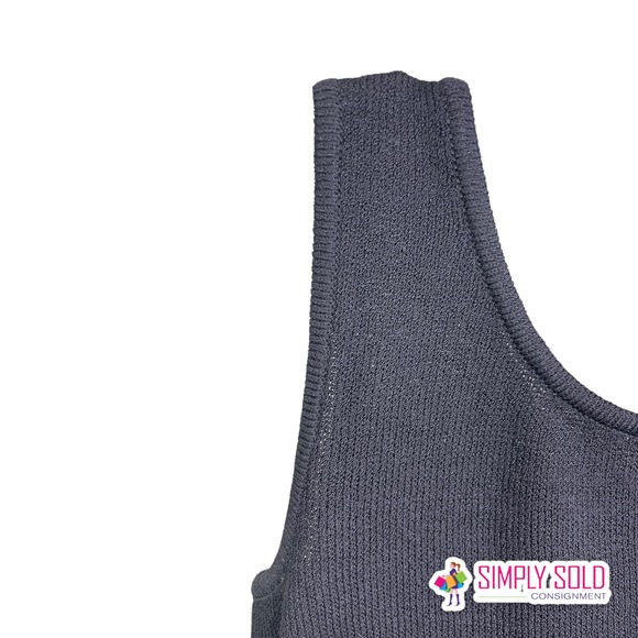 St. John Basics Women's Tank Top Sleeveless Black Knit Cotton Scoop Neck Sz S - Picture 5 of 10